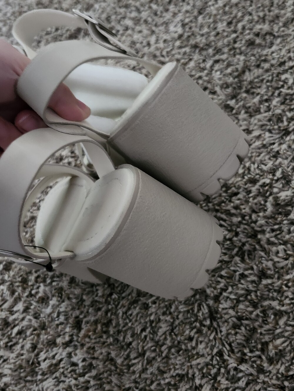Soda Chunky Platform Sandal in Cream - Picture 7 of 7